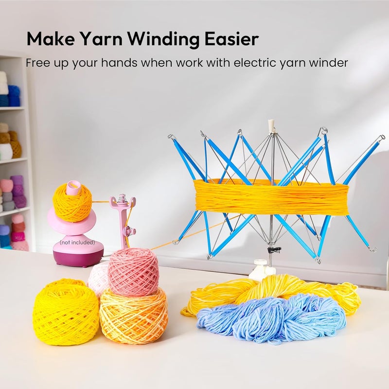 Etcokei Yarn Swift, Yarn Umbrella Swift for Crocheting, Holder for Skeins Flexible Lightweight Foldable Design, Height & Diameter Adjustable to Suit Space, Ideal Helper for Yarn Knitting Enthusiasts - Image 4